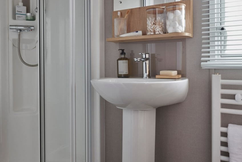 Modern shower room in the Provence Caravan